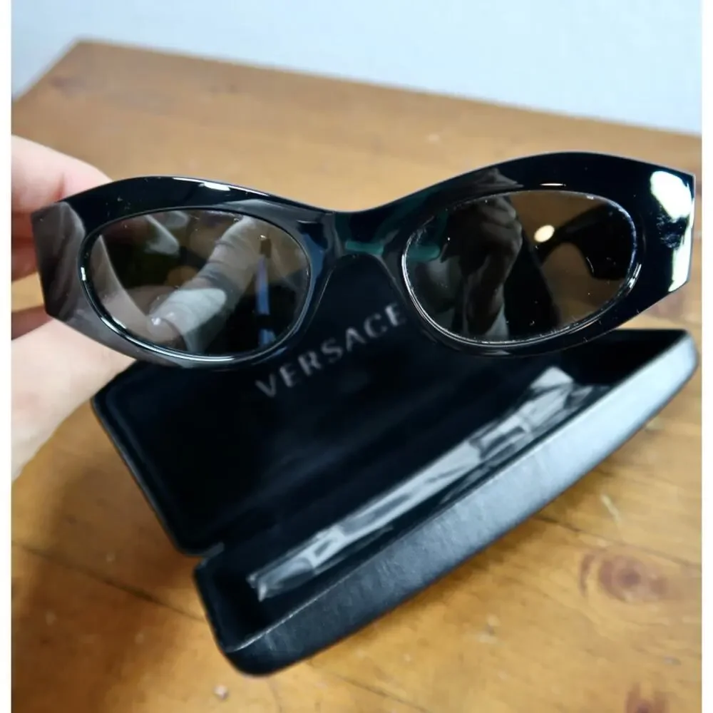 Versace Black Sunglasses VE4480U The Updated Biggie Gold Metal Medusa detailing